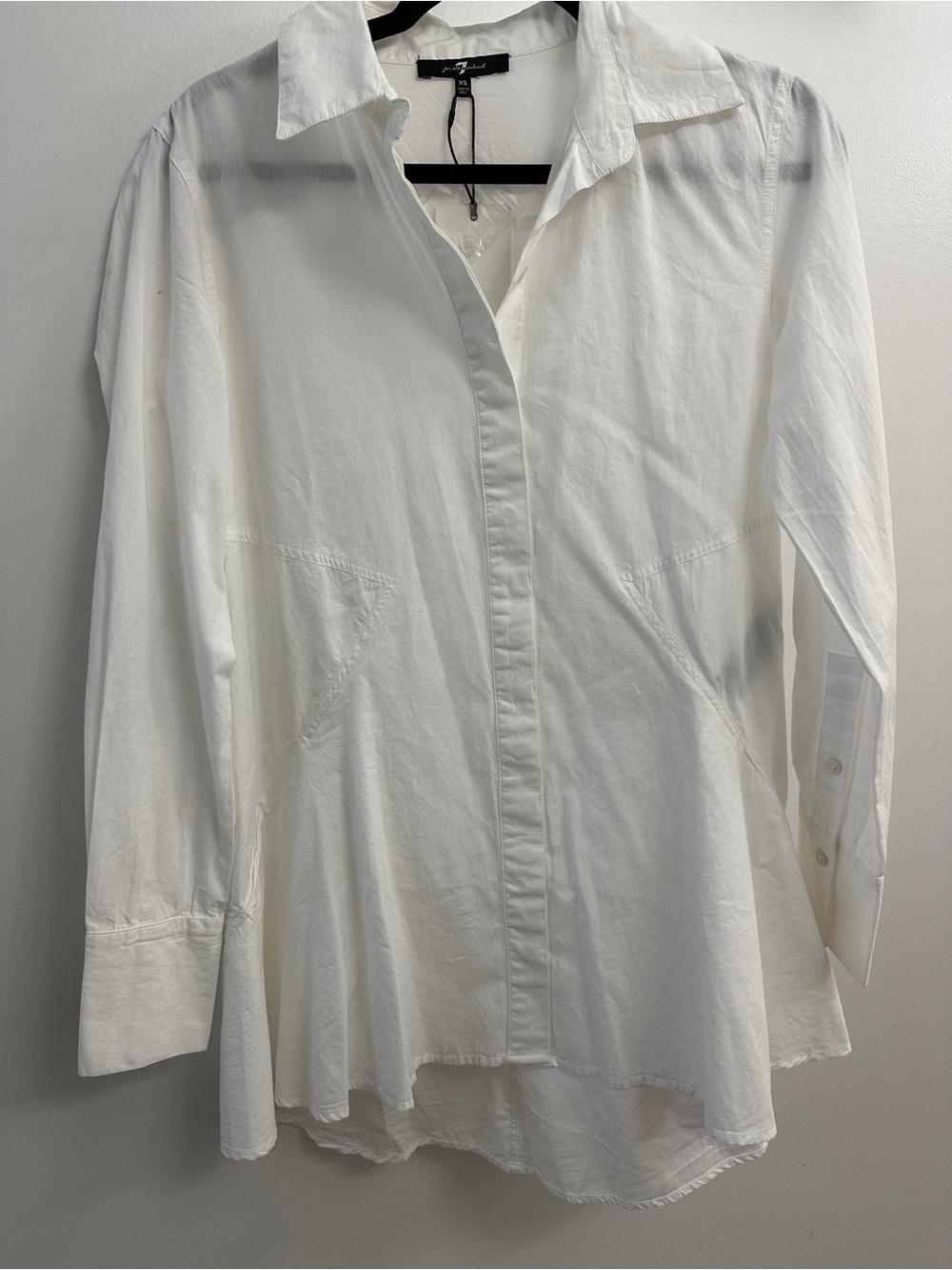 NWT 7 For All Mankind White Button-Front Tunic Top 100% Cotton